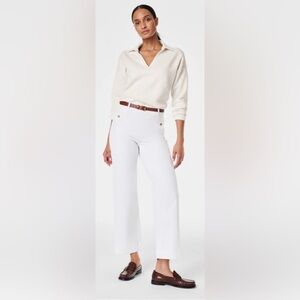 SPANX SZ XL Wide Leg Stretch Twill Cropped Pull Pockets Buttons On Stretch Pants